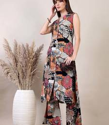 Multicolor rayon floral printed ethnic kurta palazzo set