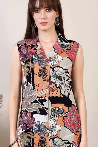 Multicolor rayon floral printed ethnic kurta palazzo set