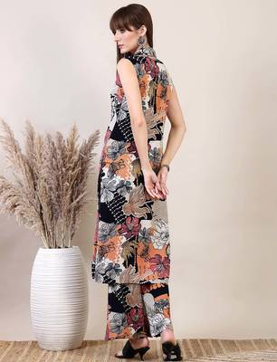 Multicolor rayon floral printed ethnic kurta palazzo set 3