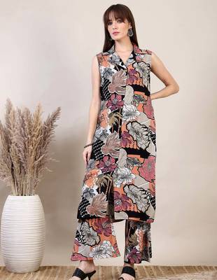 Multicolor rayon floral printed ethnic kurta palazzo set 1