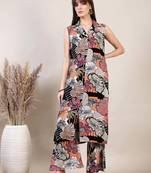 Multicolor rayon floral printed ethnic kurta palazzo set