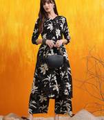 Black rayon floral printed ethnic kurta palazzo set