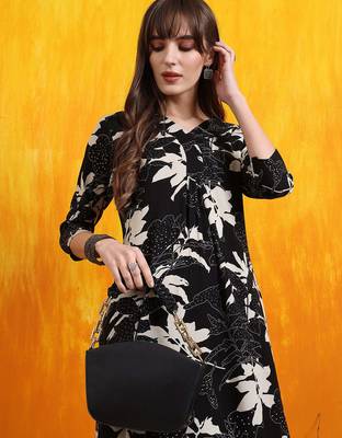 Black rayon floral printed ethnic kurta palazzo set 2