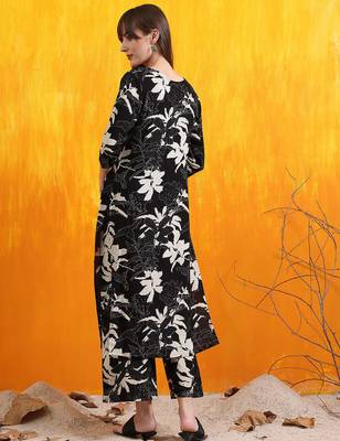 Black rayon floral printed ethnic kurta palazzo set 3
