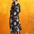 Black rayon floral printed ethnic kurta palazzo set