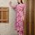 Pink rayon floral printed ethnic kurta palazzo set