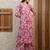 Pink rayon floral printed ethnic kurta palazzo set