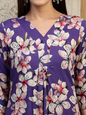 Purple rayon floral printed ethnic kurta palazzo set 3