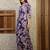 Purple rayon floral printed ethnic kurta palazzo set