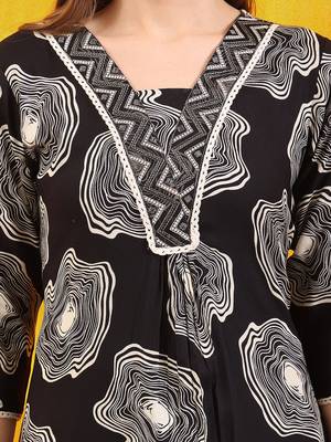 Black rayon geometric printed ethnic kurta palazzo set 2