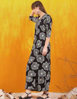 Black rayon geometric printed ethnic kurta palazzo set 5