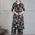 Black rayon floral printed ethnic kurta palazzo set