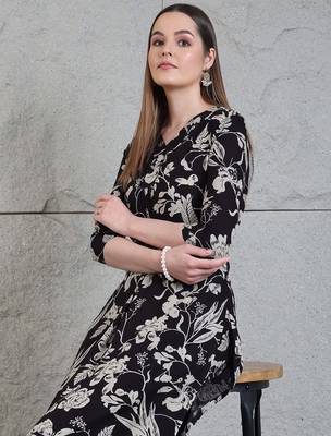 Black rayon floral printed ethnic kurta palazzo set 2