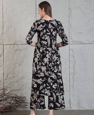 Black rayon floral printed ethnic kurta palazzo set 3
