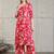 Pink rayon floral printed ethnic kurta palazzo set