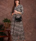 Grey rayon geometric printed ethnic kurta palazzo set