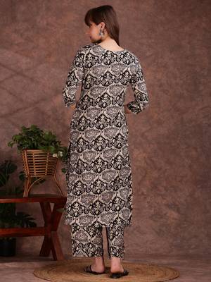 Grey rayon geometric printed ethnic kurta palazzo set 3