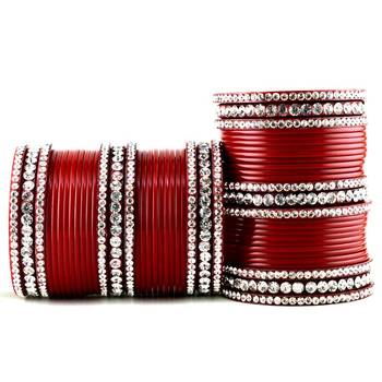 acrylic plastic suhag panjubi chura red colour  size-2.4,2.6,2.8,2.10 2