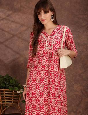 Pink rayon floral printed ethnic kurta palazzo set 2