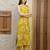 Mustard silk blend floral printed ethnic kurta palazzo set