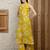 Mustard silk blend floral printed ethnic kurta palazzo set