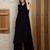 Black silk blend plain ethnic kurta palazzo set