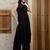 Black silk blend plain ethnic kurta palazzo set