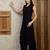 Black silk blend plain ethnic kurta palazzo set
