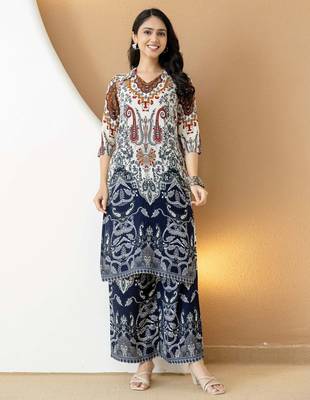 Multicolor rayon floral print ethnic kurta palazzo set 1