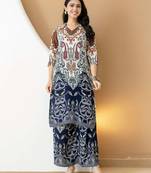 Multicolor rayon floral print ethnic kurta palazzo set