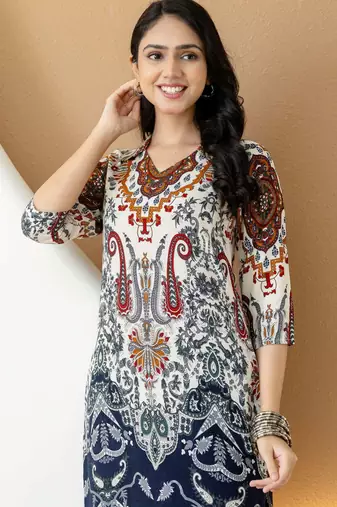 Multicolor rayon floral print ethnic kurta palazzo set