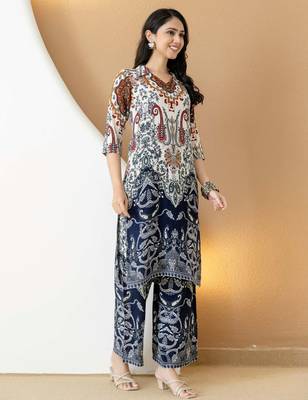 Multicolor rayon floral print ethnic kurta palazzo set 4