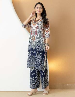 Multicolor rayon floral print ethnic kurta palazzo set 5