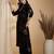 Black rayon floral print ethnic kurta palazzo set