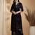 Navy-blue rayon floral print ethnic kurta palazzo set
