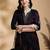 Navy-blue rayon floral print ethnic kurta palazzo set