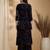 Navy-blue rayon floral print ethnic kurta palazzo set