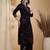 Navy-blue rayon floral print ethnic kurta palazzo set
