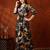 Black rayon floral print ethnic kurta palazzo set