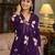 Purple cotton floral print ethnic kurta palazzo set