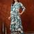 Turquoise rayon floral print ethnic kurta palazzo set