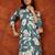 Turquoise rayon floral print ethnic kurta palazzo set