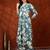 Turquoise rayon floral print ethnic kurta palazzo set