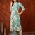 Turquoise cotton floral print ethnic kurta palazzo set