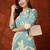 Turquoise cotton floral print ethnic kurta palazzo set