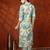 Turquoise cotton floral print ethnic kurta palazzo set