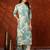 Turquoise cotton floral print ethnic kurta palazzo set