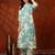 Turquoise cotton floral print ethnic kurta palazzo set
