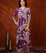 Purple rayon dots print ethnic kurta palazzo set