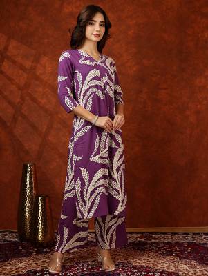 Purple rayon dots print ethnic kurta palazzo set 4